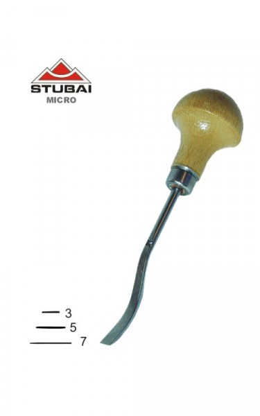Stubai Micro-carving tool - sweep 1 - short bent tool