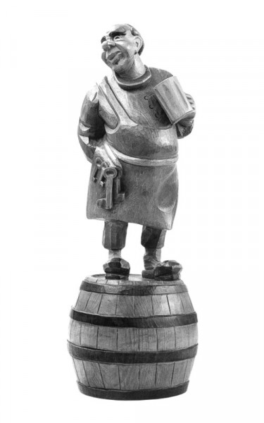 Carikature Master of the wine cellar standing on a barrel