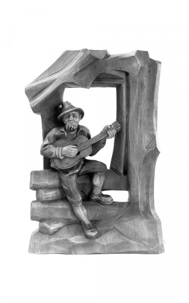 Guitar-player in relief