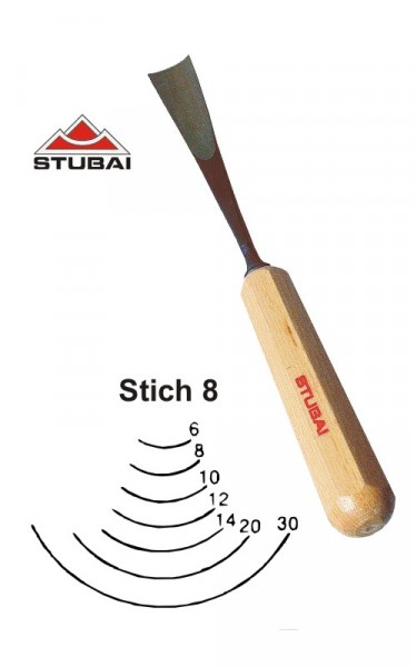 Stubai Standard - fishtail tool - sweep 8 - sharpened