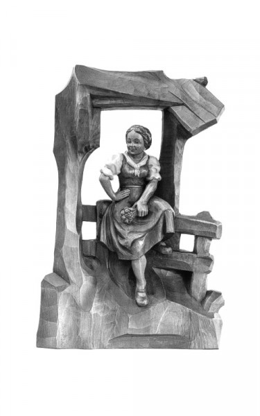 Little girl with flowers in relief