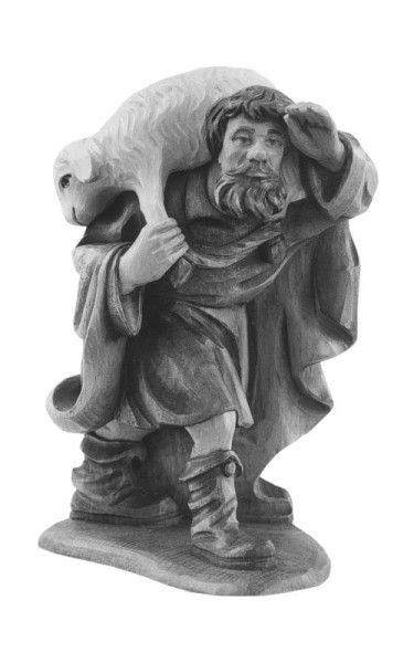 Shepherd with sheep on his shoulders