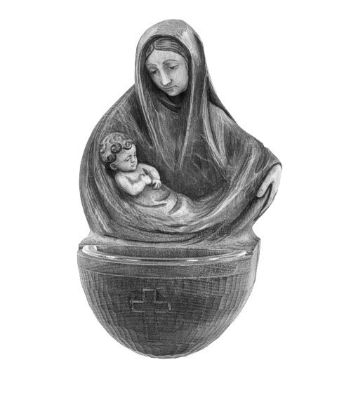 Holy-water font - Madonna with child